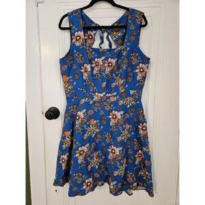 Modcloth Bursting with Optimism Fit & Flare Linen Dress Size 18